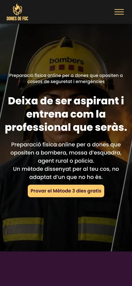 Web de Dones de Foc en un iPhone