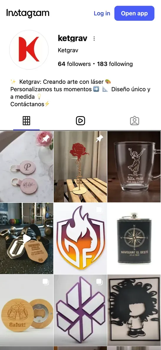 Perfil d’Instagram de Ketgrav en un iPhone